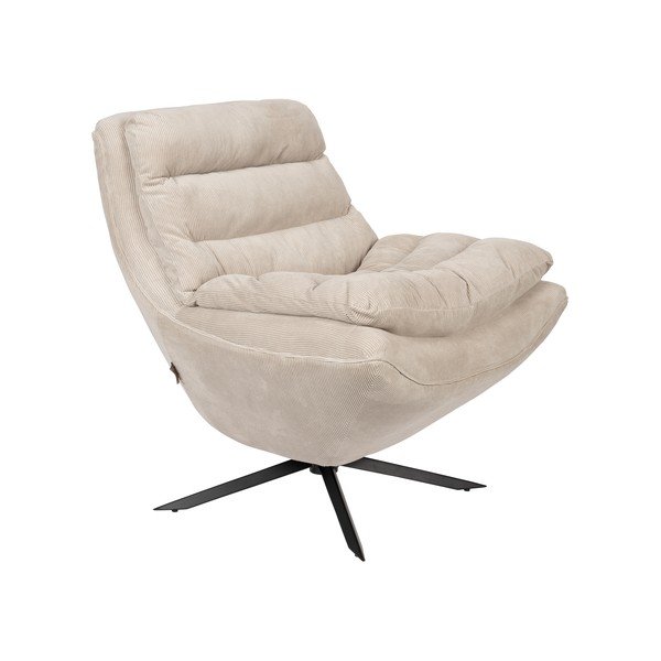 Fotoliu alb cu tapițerie din catifea Vince – Dutchbone