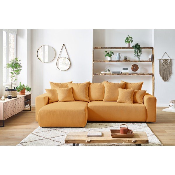 Colțar extensibil variabil din reiat Bobochic Paris Envy, galben muștar-image-1