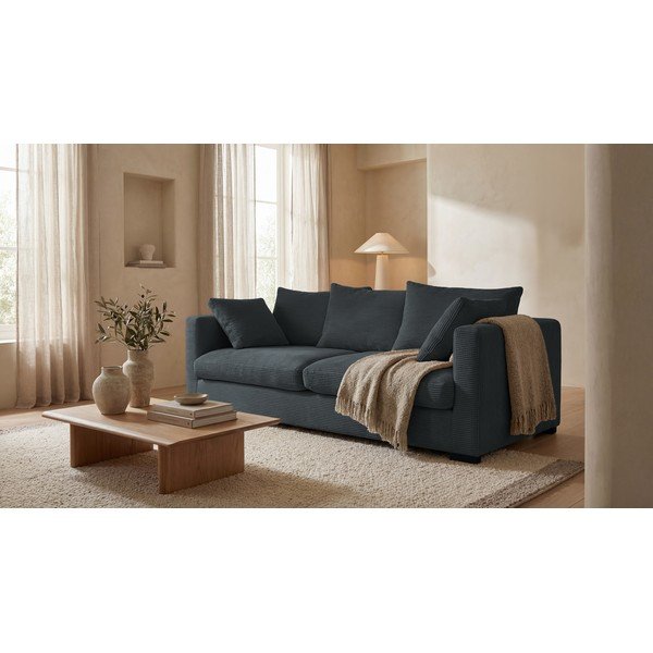 Canapea gri cu tapițerie din catifea reiată  220 cm Comfy – Scandic-image-1
