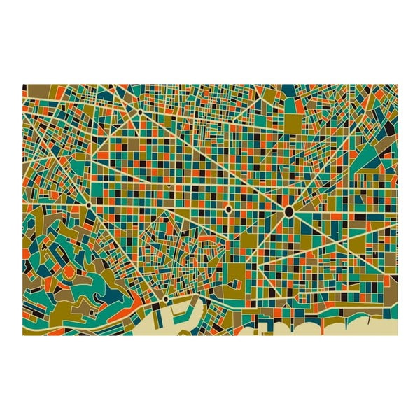 Tablou Homemania Maps Barcelona Green, 70 x 100 cm