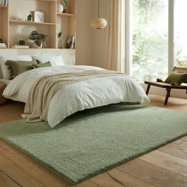 Covor verde lavabil din fibre reciclate 120x170 cm Fluffy – Flair Rugs-image-1