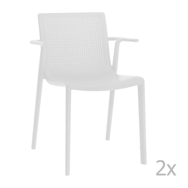 Set 2 scaune grădină, cu cotiere, Resol Beekat, alb