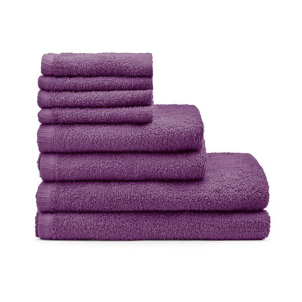 Prosoape de baie mov 8 buc. din bumbac cu uscare rapidă/din frotir Quick Dry – Catherine Lansfield