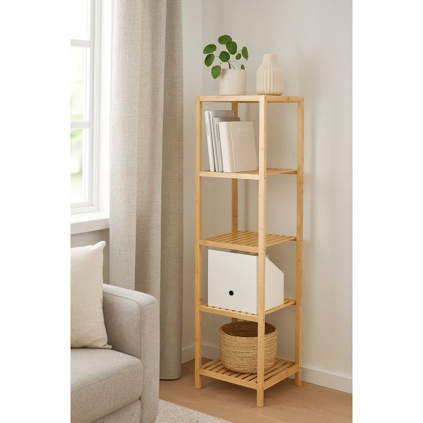 Etajeră de baie în culoare naturală din bambus 37x140 cm Skaren – Bonami Essentials-image-4