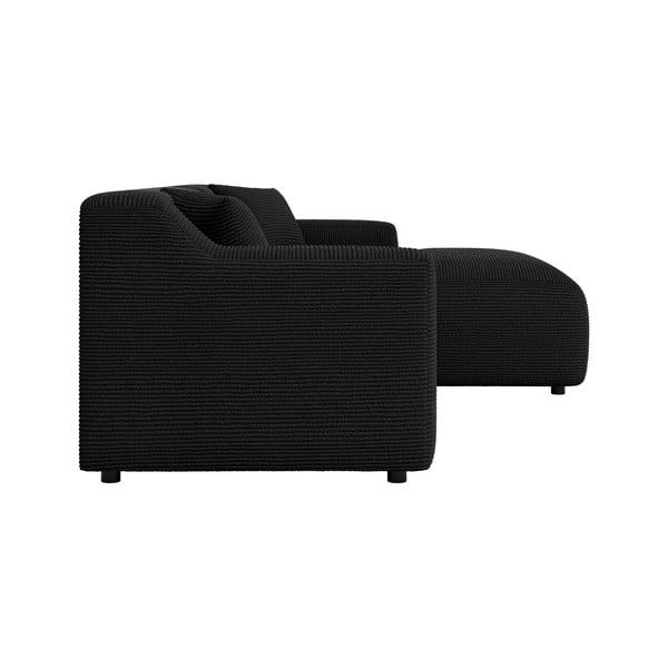 Colțar negru cu tapițerie din catifea reiată  (cu colț pe partea dreaptă, cu șezlong) Martin – Ropez-image-3