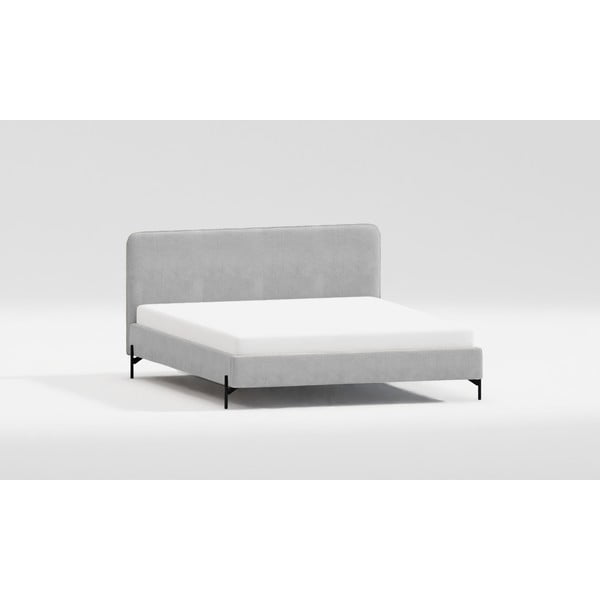 Pat matrimonial gri deschis tapițat cu somieră 200x200 cm Barker – Ropez-image-4