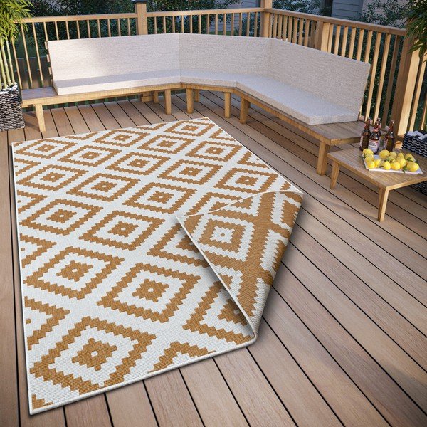 Covor de exterior galben ocru-alb 200x290 cm Malta – NORTHRUGS-image-1