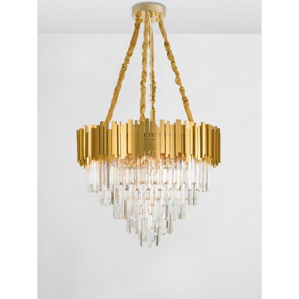 Lustră aurie din metal cu abajur din cristal ø 73 cm Grane – Nova Luce-image-3
