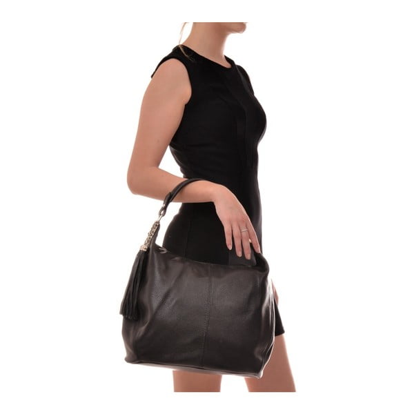 Geantă din piele Sofia Cardoni Bruhna, negru-image-4