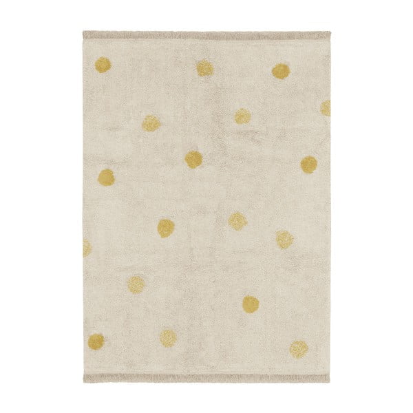 Covor pentru copii galben ocru/crem lavabil/țesut manual din bumbac 120x160 cm Hippy Dots Honey – Lorena Canals