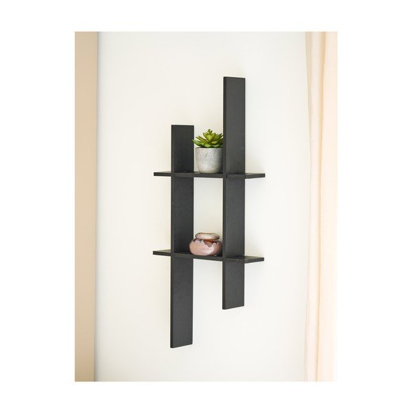 Raft negru etajat din lemn de pin 86 cm Mostar – House Nordic-image-1