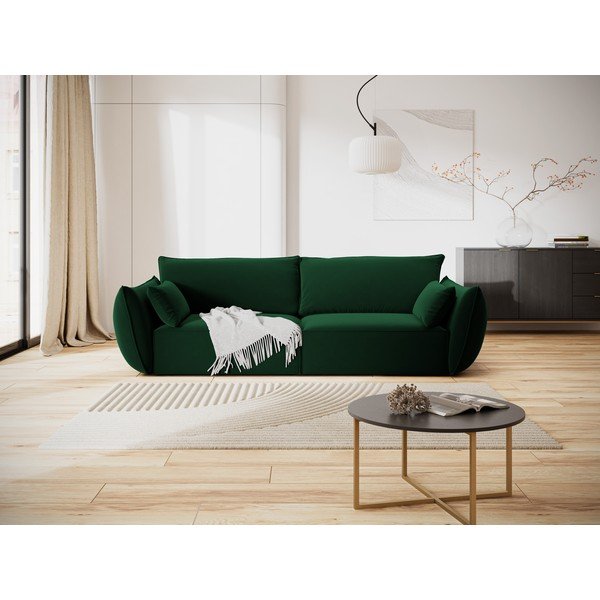 Canapea verde-închis cu tapițerie din catifea 208 cm Vanda – Mazzini Sofas-image-1