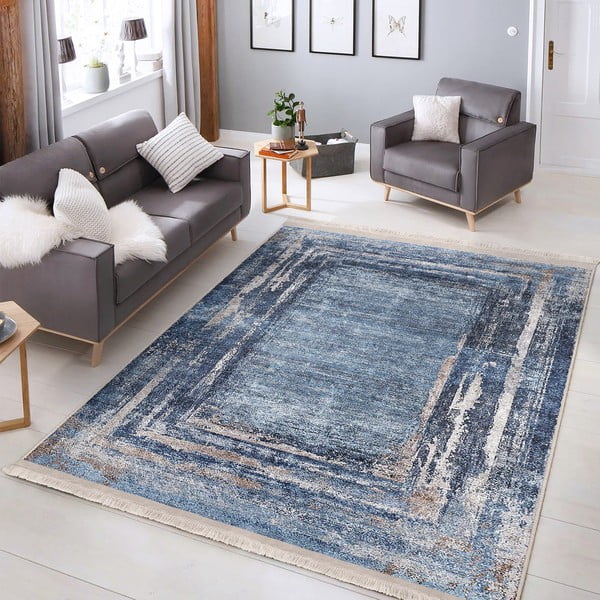 Covor albastru de tip traversă 80x200 cm – Mila Home-image-1