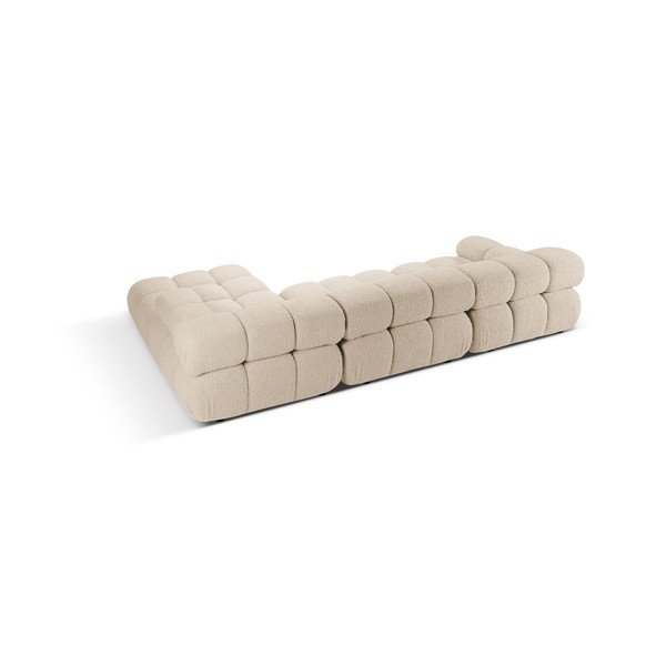 Colțar modular bej cu tapițerie din țesătură bouclé (cu colț pe partea dreaptă) Bellis – Micadoni Home-image-4