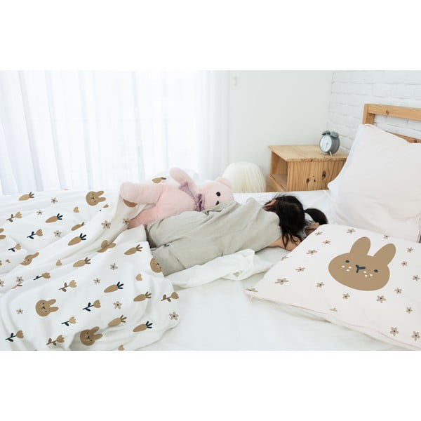 Lenjerie de pat pentru copii din bumbac satinat pentru pat de o persoană 135x200 cm Sweet Bunnies – Butter Kings-image-1