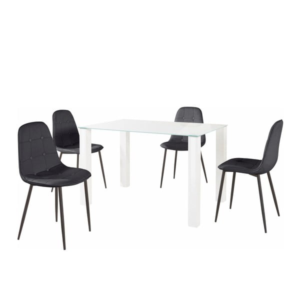 Set masă cu 4 scaune Støraa Dante, lungime masă 80 cm, negru