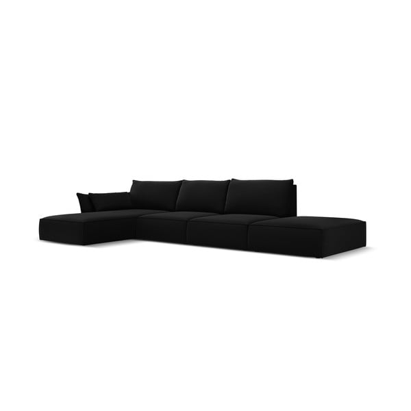 Colțar negru cu tapițerie din catifea (cu colț pe partea stângă, cu șezlong) Vanda – Mazzini Sofas-image-2