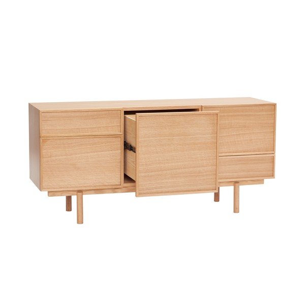 Comodă în culoare naturală joasă cu aspect de lemn de stejar 140x65 cm Cube – Hübsch