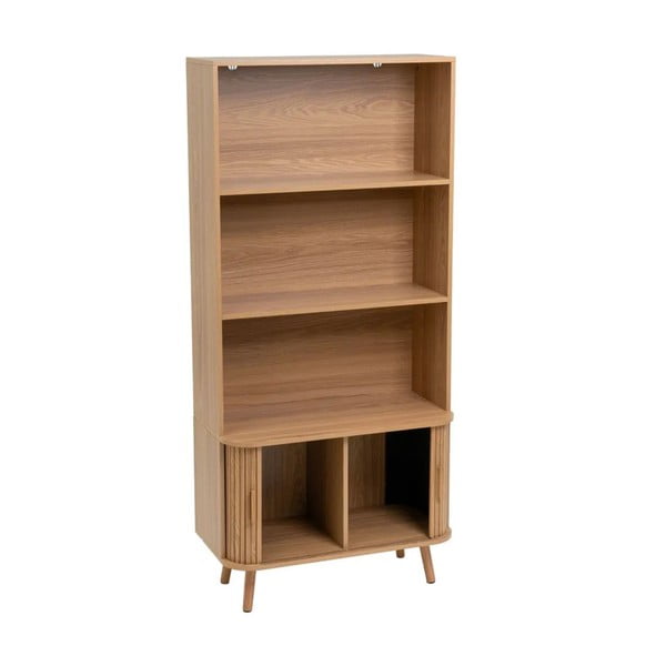 Bibliotecă în culoare naturală cu aspect de lemn de stejar 80x172x40 cm Elia – Casa Selección-image-1