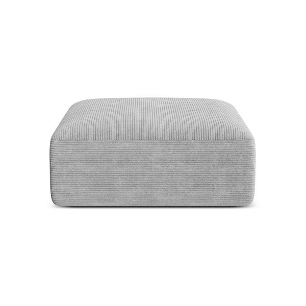 Taburet gri deschis cu tapițerie din catifea reiată Campi – Cosmopolitan Design-image-1