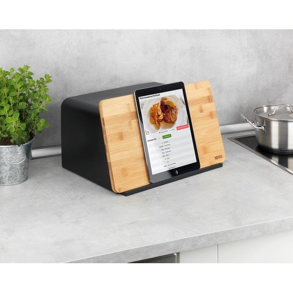 Recipient pentru pâine cu capac din bambus Wenko Kubo, negru-image-2