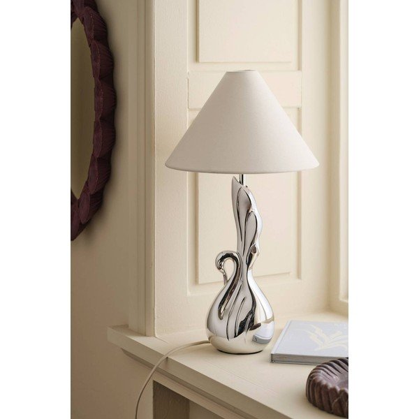 Veioză albă/argintie din polirășină (înălțime 53 cm) Swan – Ellos Home-image-2