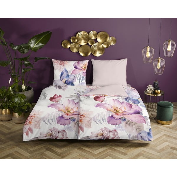 Lenjerie de pat crem din bumbac satinat pentru pat de o persoană 140x200 cm – Descanso-image-1