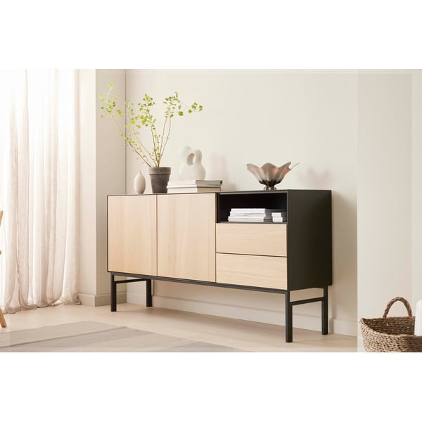 Comodă joasă neagră cu aspect de stejar 180x89 cm Edge by Hammel - Hammel Furniture-image-1