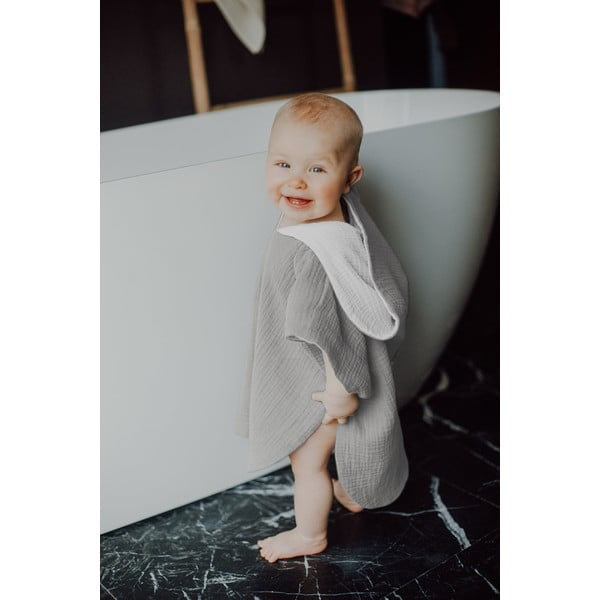 Poncho pentru copii din muselină gri mărimea M - Malomi Kids-image-1