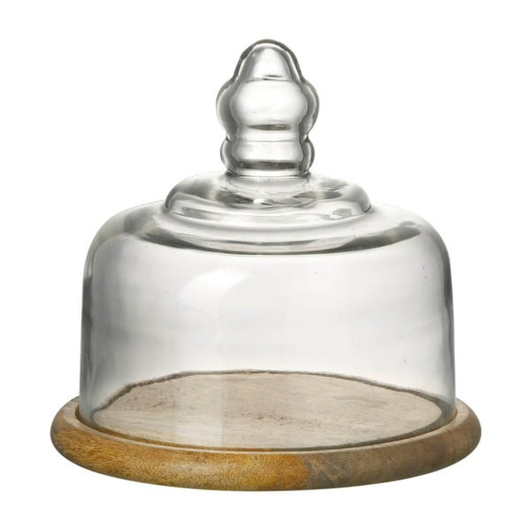 Capac din sticlă cu fund de lemn Parlane Bobby, Ø 16 cm