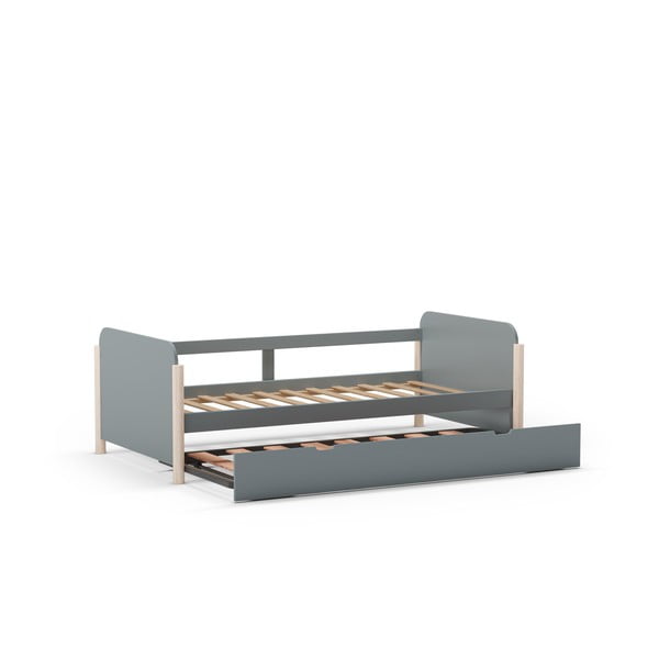 Pat pentru copii  verde prăfuit cu extensie suplimentară din lemn de pin cu somieră 90x190 cm Enola – Marckeric-image-3