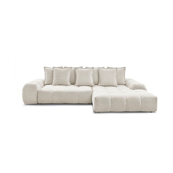 Colțar alb extensibil/cu spațiu de depozitare cu tapițerie din chenille (cu colț pe partea dreaptă/cu șezlong) Everest – Bobochic Paris