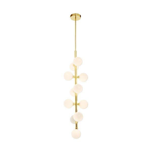 Lustră albă/aurie din metal cu abajur din sticlă ø 27 cm Trieste – Premier Housewares-image-2