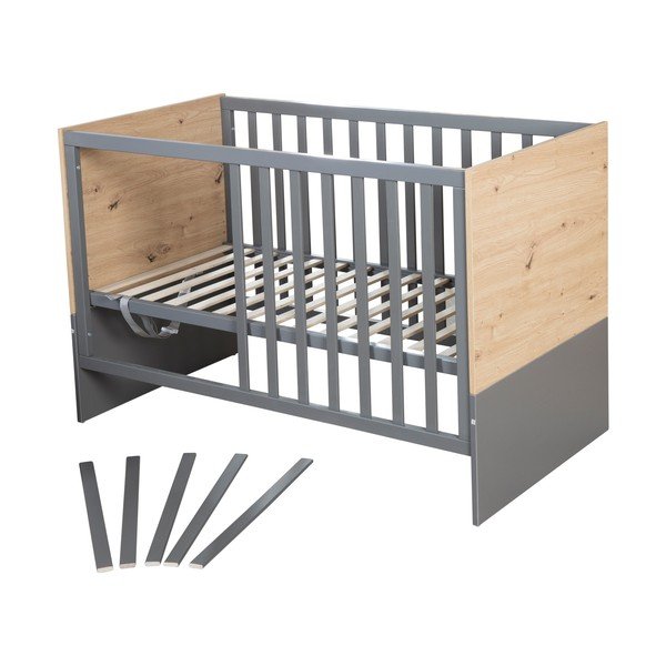 Pătuț gri-în culoare naturală 60x120 cm Anna – Roba-image-2