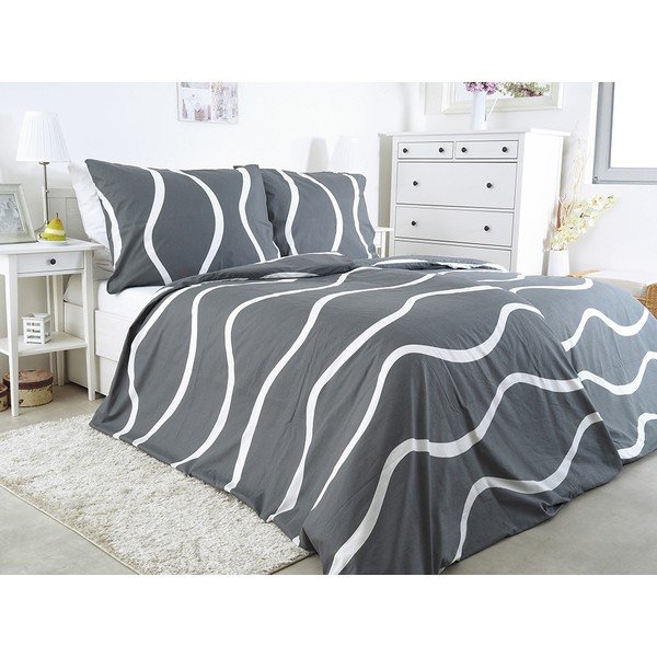 Lenjerie de pat gri din țesătură crep pentru pat de o persoană 140x200 cm Top Class – B.E.S.-image-1