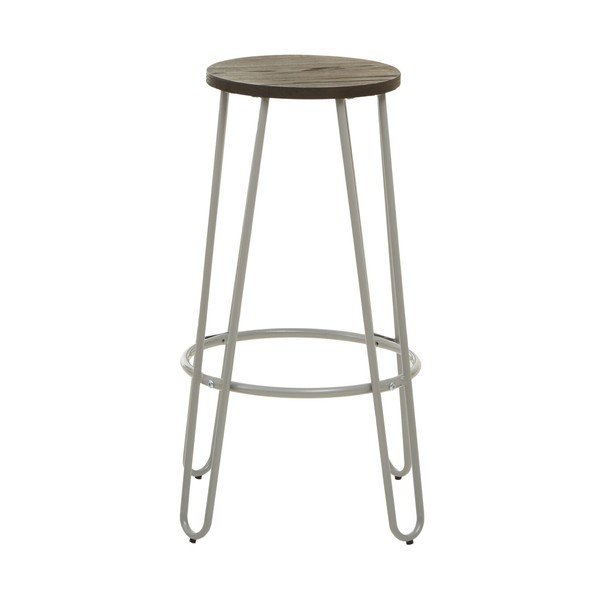 Scaun de bar gri/în culoare naturală închisă din lemn de ulm (înălțime șezut 75 cm) District – Premier Housewares-image-2
