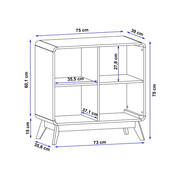 Bibliotecă în culoare naturală cu aspect de lemn de stejar 75x75 cm Caitlin – Støraa-image-3