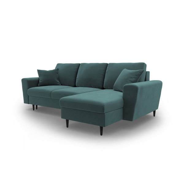 Colțar petrol extensibil, cu spațiu de depozitare cu tapițerie din catifea Kyoto – Cosmopolitan Design-image-4