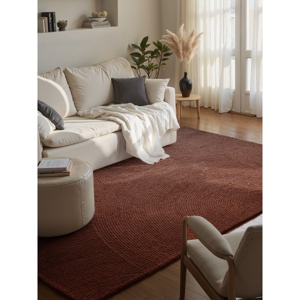 Covor cărămiziu țesut manual din lână 160x230 cm Calmio – Hanse Home-image-1
