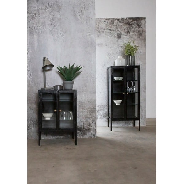 Vitrină Canett Nino, înălțime 131 cm, negru-image-2