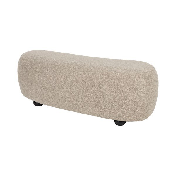 Bancă bej capitonată cu tapițerie din țesătură bouclé Noxx – White Label-image-3