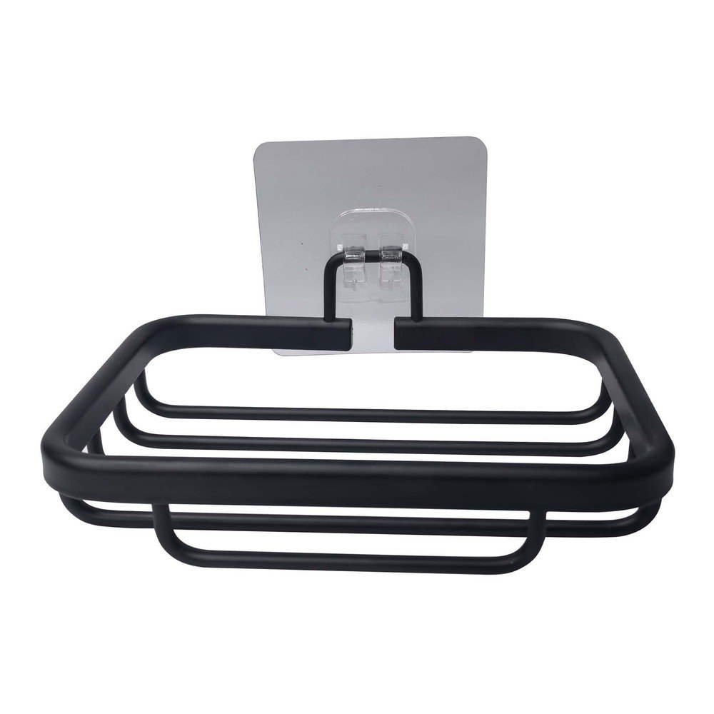 Săpunieră negru-mat autoadezivă din metal Filaire Aluminium – douceur d'intérieur