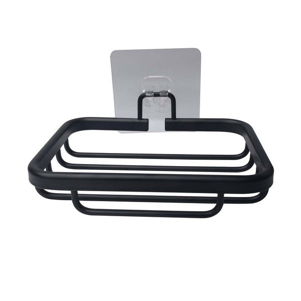 Săpunieră negru-mat autoadezivă din metal Filaire Aluminium – douceur d'intérieur