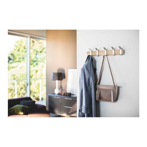 Cuier de perete argintiu mat/în culoare naturală din lemn de frasin Rin – YAMAZAKI-image-3