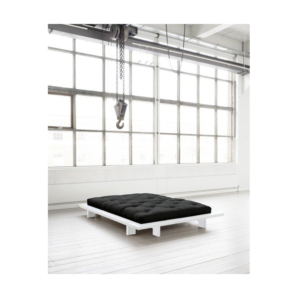 Pat dublu din lemn de pin cu saltea Karup Design Japan Comfort Mat White/Black, 140 x 200 cm-image-3