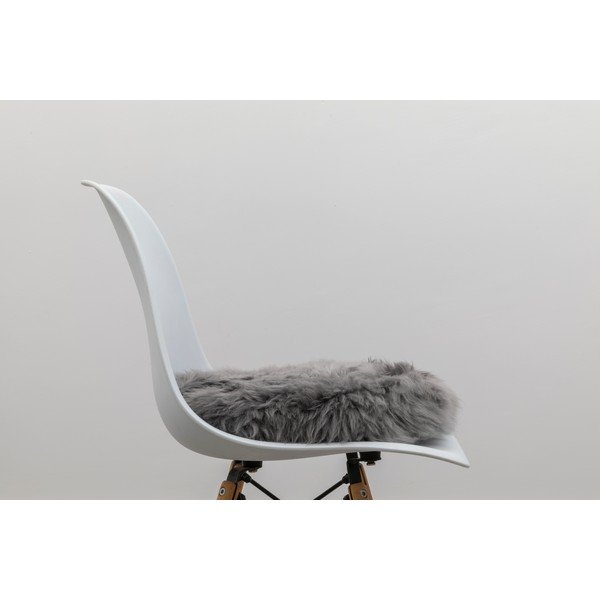 Pernă scaun din blană de oaie Native Natural Round, ⌀ 40 cm, gri-image-3