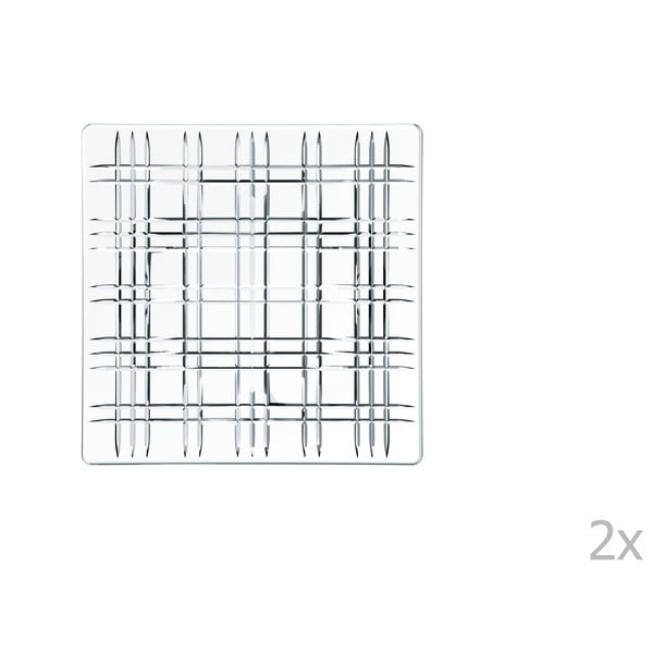 Set 2 farfurii pătrate din cristal Nachtmann Square Platter, 21 x 21 cm