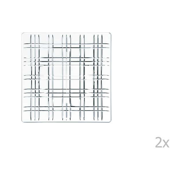 Set 2 farfurii pătrate din cristal Nachtmann Square Platter, 21 x 21 cm