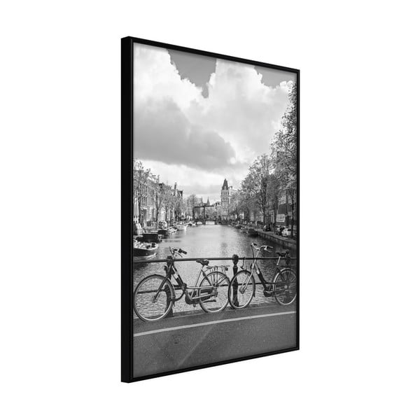Poster cu ramă Artgeist Bicycles Against Canal, 30 x 45 cm