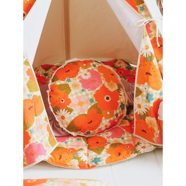 Covoraș de joacă  pentru copii portocaliu Picnic with Flowers – Moi Mili-image-2